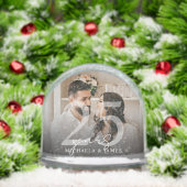 Elegant 25e Jubileum Paar Namen 2-Foto Sneeuwbol (Kerstmis)