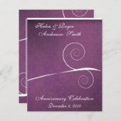 Elegant 25e Jubileum Paars Damask Swirl (Voorkant / Achterkant)