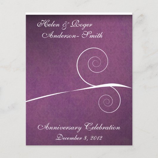 Elegant 25e Jubileum Paars Damask Swirl (Voorkant)