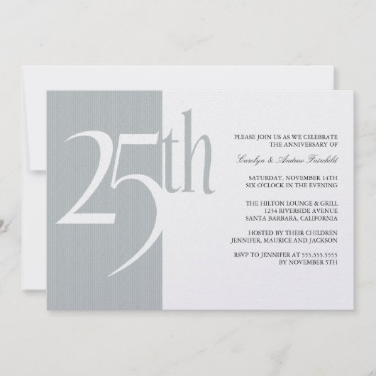 Elegant 25e Jubileum Partij Uitnodigingen (Voorkant)