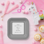 Elegant 25e Jubileum Romantisch Harten Zilver Papieren Bordje (Feest)