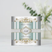 Elegant 25e Jubileum Silver Blauwgroen Blue Mint Kaart (Staand voorkant)