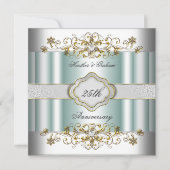 Elegant 25e Jubileum Silver Blauwgroen Blue Mint Kaart (Voorkant)