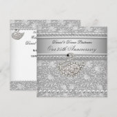 Elegant 25e Jubileum Silver Damask Swan 2 Kaart (Voorkant / Achterkant)