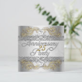 Elegant 25e Jubileum Silver White Gold Party Kaart (Staand voorkant)