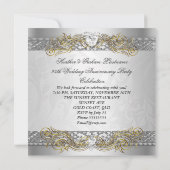 Elegant 25e Jubileum Silver White Gold Party Kaart (Achterkant)