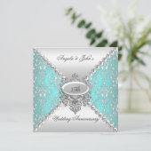 Elegant 25e trouwdag jubileum zeegroene wit kaart (Staand voorkant)