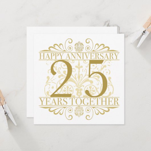 Elegant 25e verjaardag kaart (Voorkant / Achterkant in situ)