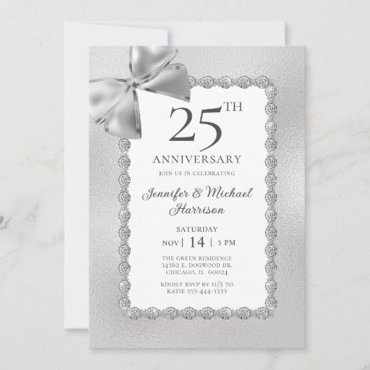 Elegant 25e verjaardag kaart (Voorkant)