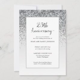 Elegant 25e zilveren glitters huwelijksjubileum kaart