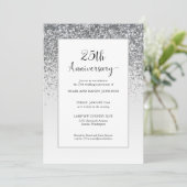 Elegant 25e zilveren glitters huwelijksjubileum kaart (Staand voorkant)