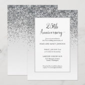 Elegant 25e zilveren glitters huwelijksjubileum kaart (Voorkant / Achterkant)