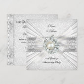 Elegant 25e Zilveren Huwelijksjubileum Feest Kant  Kaart (Voorkant / Achterkant)