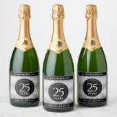 Elegant 25e Zilveren Huwelijksjubileum Sparkling Wijnetiket (Flessen)