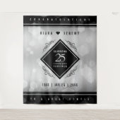 Elegant 25e zilveren huwelijksjubileum wandkleed (Voorkant)