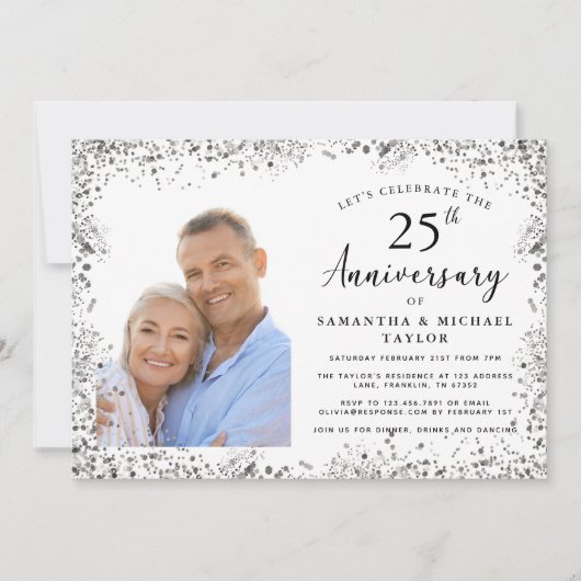 Elegant 25ste bruiloft Jubileum Kaart (Voorkant)