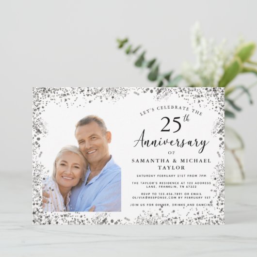 Elegant 25ste bruiloft Jubileum Kaart (Staand voorkant)