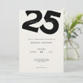 Elegant 25th Birthday Invitation - Minimal Style Kaart (Staand voorkant)