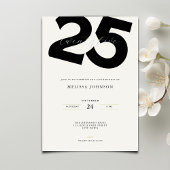 Elegant 25th Birthday Invitation - Minimal Style Kaart