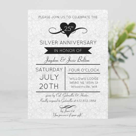 Elegant 25th Jubileum Celebration Kaart (Staand voorkant)