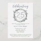 Elegant 25th Jubileum Party nodigt echte Folie uit Folie Uitnodiging (Voorkant)