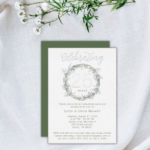 Elegant 25th Jubileum Party nodigt echte Folie uit Folie Uitnodiging