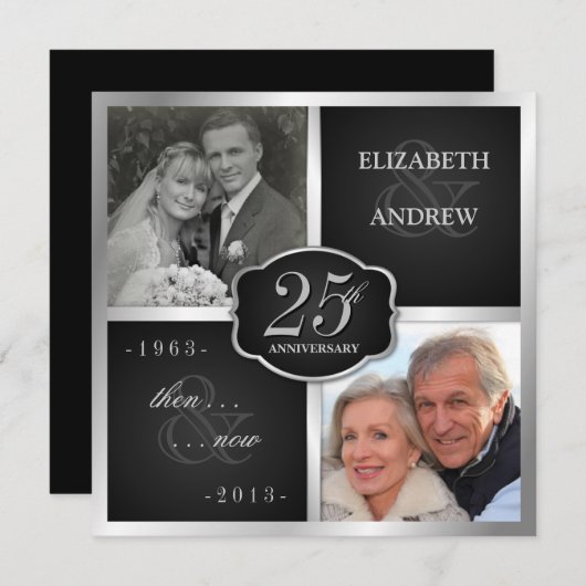 Elegant 25th Jubileum Party Vow Renewal Kaart (Voorkant / Achterkant)