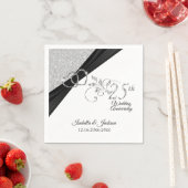 Elegant 25th Silver Glitter Wedding Jubileum Servet (Insitu)