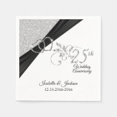 Elegant 25th Silver Glitter Wedding Jubileum Servet (Voorkant)