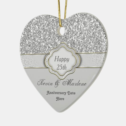 ELEGANT 25th SILVER JUBILEUM GIFT ORNAMENT (Links)