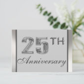 Elegant 25th Silver Jubileum Party-uitnodigingen Kaart (Staand voorkant)