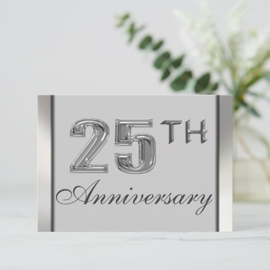 Elegant 25th Silver Jubileum Party-uitnodigingen Kaart (Staand voorkant)