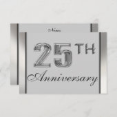 Elegant 25th Silver Jubileum Party-uitnodigingen Kaart (Voorkant / Achterkant)