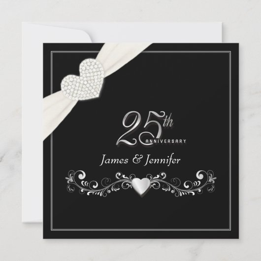 Elegant 25th Silver Jubileum Party-uitnodigingen Kaart (Achterkant)