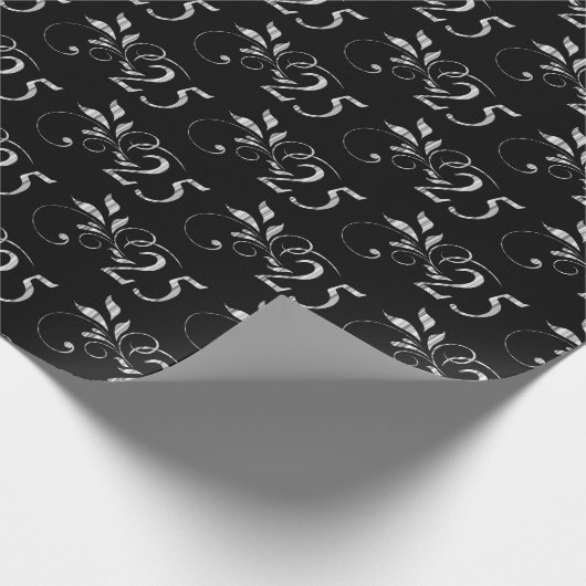 Elegant 25th Silver Jubileum Pattern Cadeaupapier (Hoek)