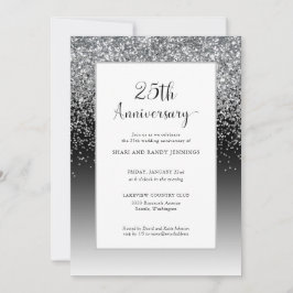 Elegant 25th Silver Sparkle Wedding Jubileum Kaart