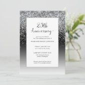 Elegant 25th Silver Sparkle Wedding Jubileum Kaart (Staand voorkant)