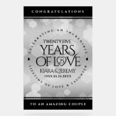 Elegant 25th Silver Wedding Jubileum Acryl Bord (Voorkant)