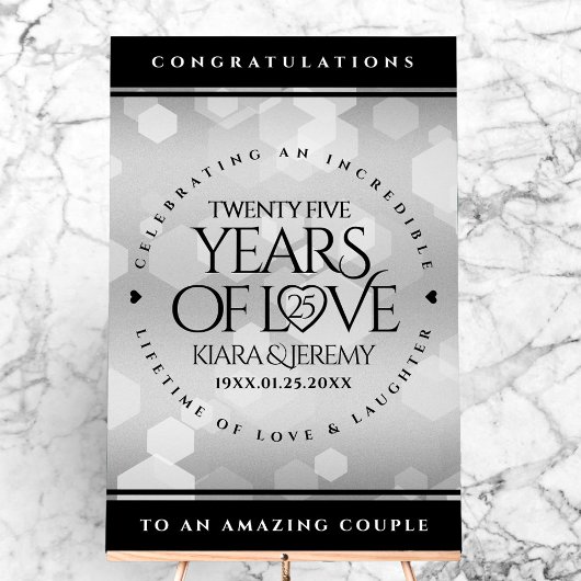 Elegant 25th Silver Wedding Jubileum Acryl Bord