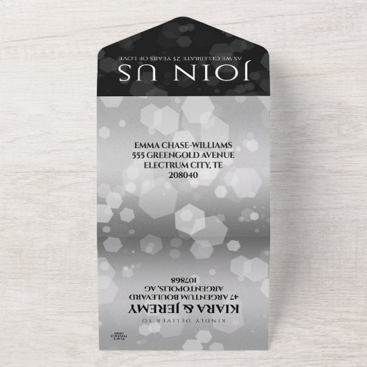 Elegant 25th Silver Wedding Jubileum All In One Uitnodiging (Buitenkant)