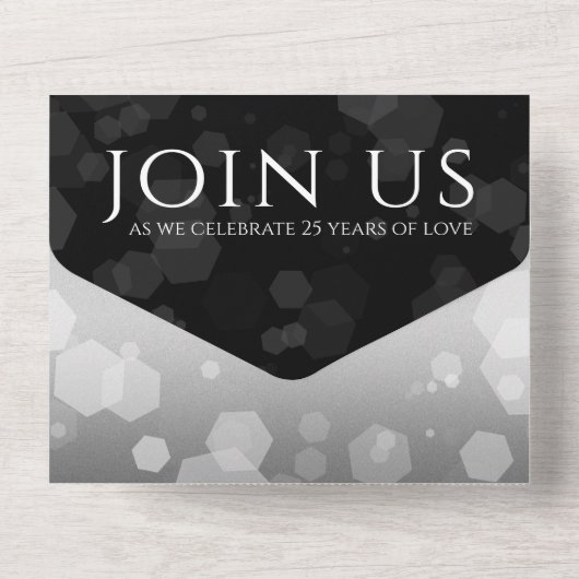 Elegant 25th Silver Wedding Jubileum All In One Uitnodiging (Achterkant)