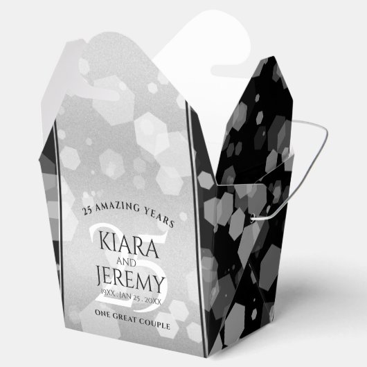 Elegant 25th Silver Wedding Jubileum Bedankdoosjes (Geopend)