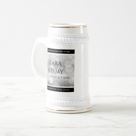 Elegant 25th Silver Wedding Jubileum Bierpul (Voorkant links)