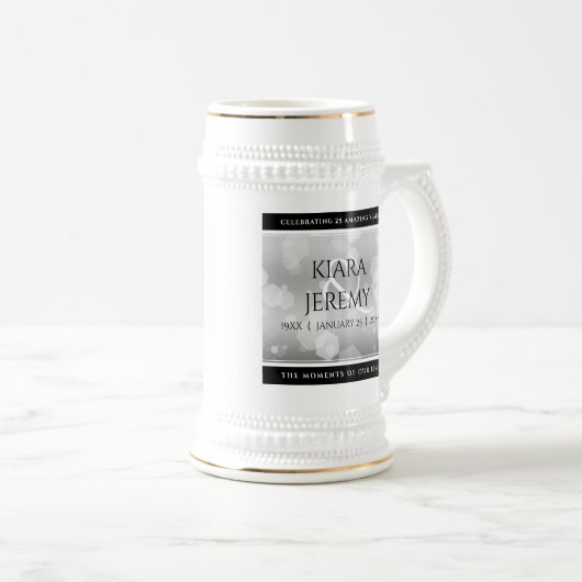 Elegant 25th Silver Wedding Jubileum Bierpul (Voorkant rechts)