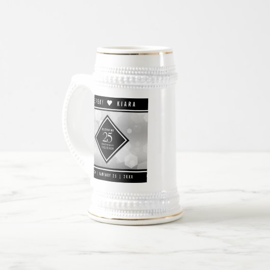 Elegant 25th Silver Wedding Jubileum Bierpul (Voorkant links)