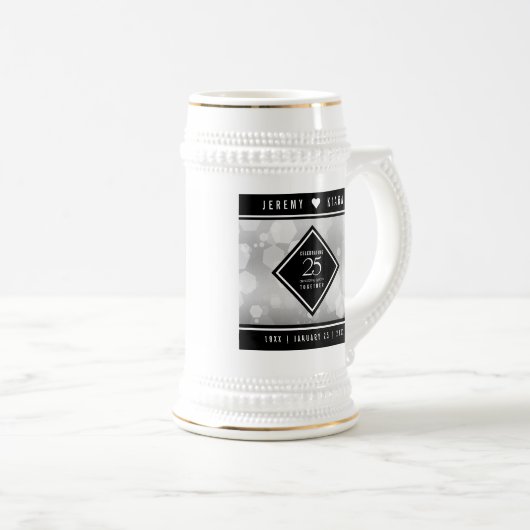 Elegant 25th Silver Wedding Jubileum Bierpul (Voorkant rechts)