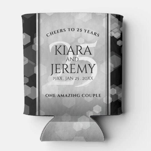 Elegant 25th Silver Wedding Jubileum Blikjeskoeler (Achterkant)