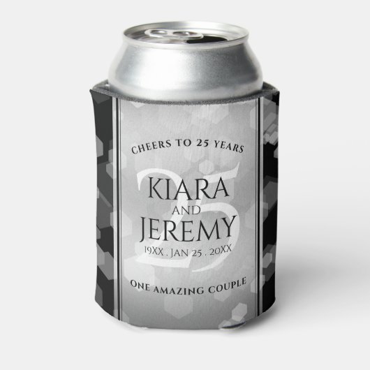 Elegant 25th Silver Wedding Jubileum Blikjeskoeler (Blikje Achterkant)