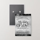 Elegant 25th Silver Wedding Jubileum Button (Voorkant / Achterkant)