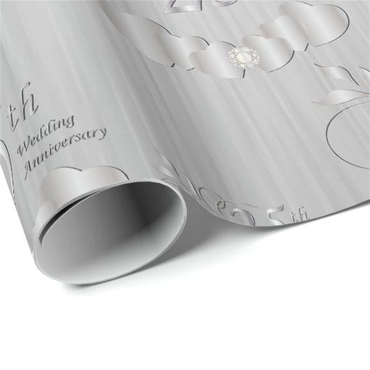 Elegant 25th Silver Wedding Jubileum Cadeaupapier (Rol Hoek)